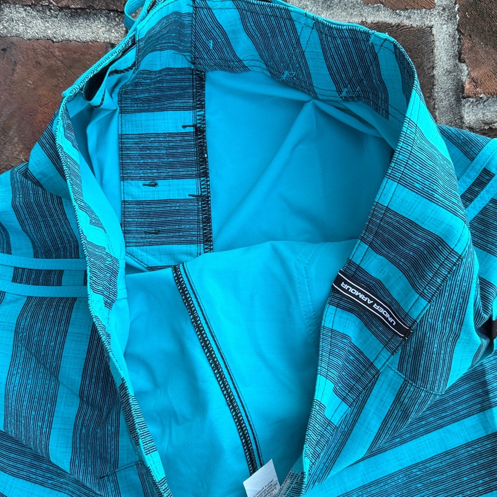 Under Armour Teal and Black Striped board Shorts size 34 - Picture 6 of 6